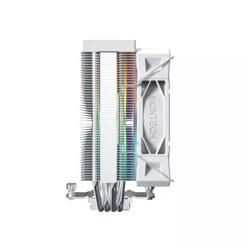 Luftkühler Montech NX400 ARGB 120 mm Weiß — 270 W TDP, FDB, 156×74×120 mm
