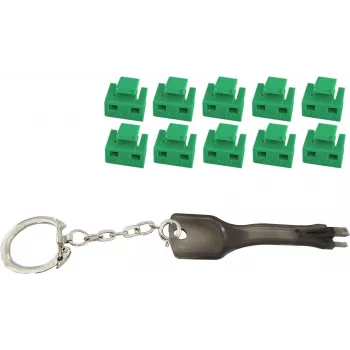 RJ45-Portblocker ShiverPeaks BS08-01031 grün — Set mit 10 Schlössern und 1 Schlüssel