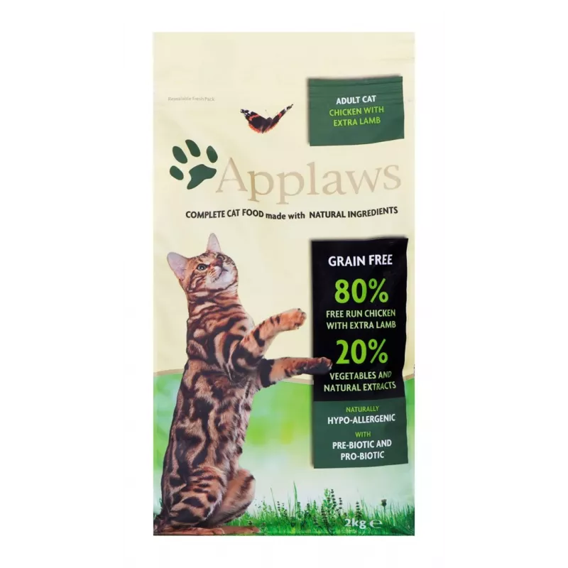 Trockenfutter für Katzen Applaws Adult Chicken & Lamb 2 kg — getreidefrei, 36 % Protein, 16 % Fett