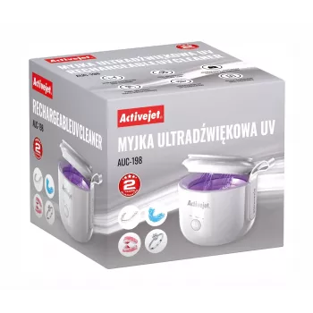 Ultraschallreiniger ActiveJet AUC-198 — USB-aufladbar, UV, 7,4 V, 106×107×89 mm