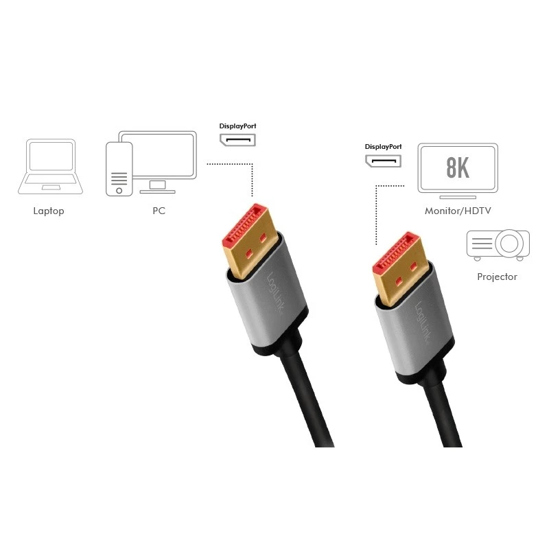 LogiLink CDA0106 DisplayPort-Kabel Schwarz Grau 3 M
