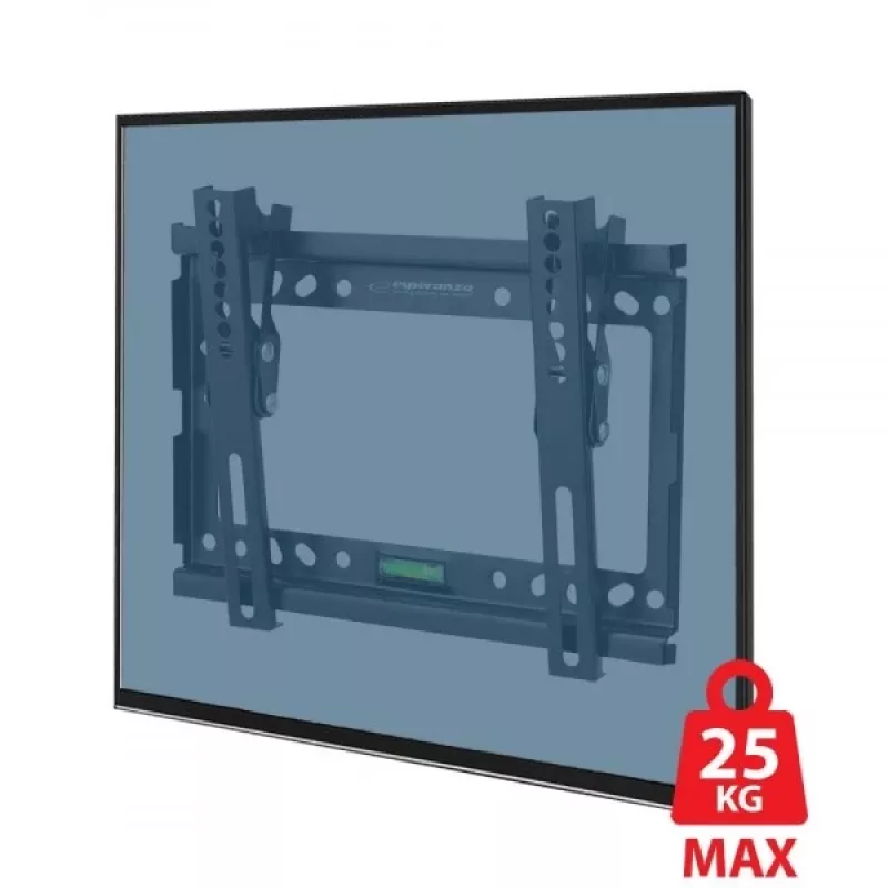 Wall TV mount ESPERANZA ERW010 for 14 inch–50 inch (35.6–127 cm), tilt 15°, VESA 75x75–200x200, max load 25 kg, Schwarz