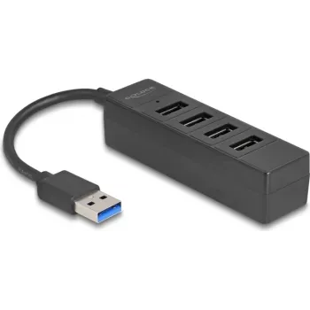 USB-Hub DELOCK 64350 — 4-Port USB 3.2 Gen 1 (Typ-A), 5000 Mbit/s, 5 V/0,9 A, ABS, schwarz