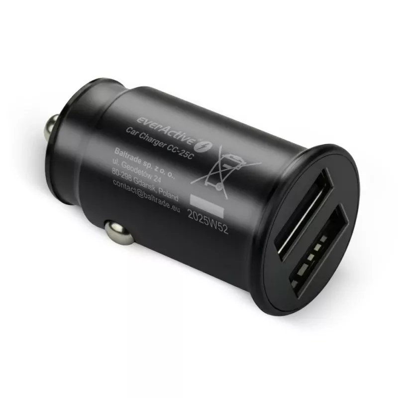 Auto-Ladegerät everActive CC-25C 2x USB-A + USB-C, 12W, Kfz-USB-Netzteil