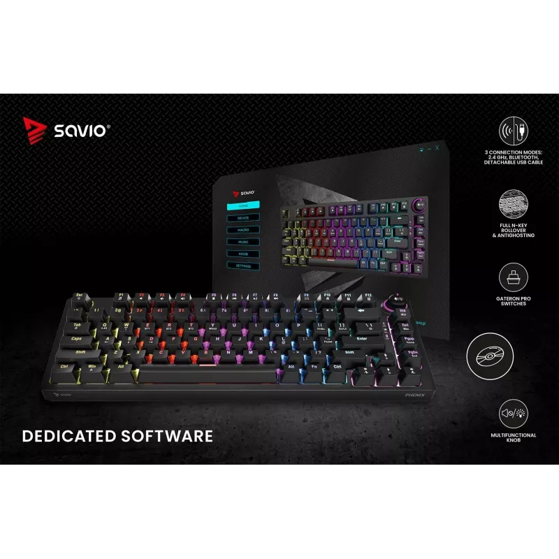 Savio Phenix SAVGK-RED Gaming-Tastatur USB RF Wireless Bluetooth QWERTY