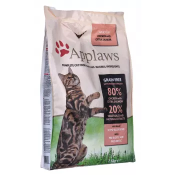 Applaws Trockenfutter für Katzen Adult Huhn & Lachs, 7,5 kg, 36,5 % Protein, 16 % Fett, gluten- und sojafrei