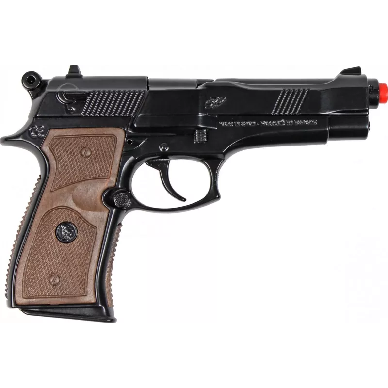 Spielzeug-Metall-Polizeipistole Pulio Modell 15539/6 — Metallkonstruktion, Spielzeugzubehör
