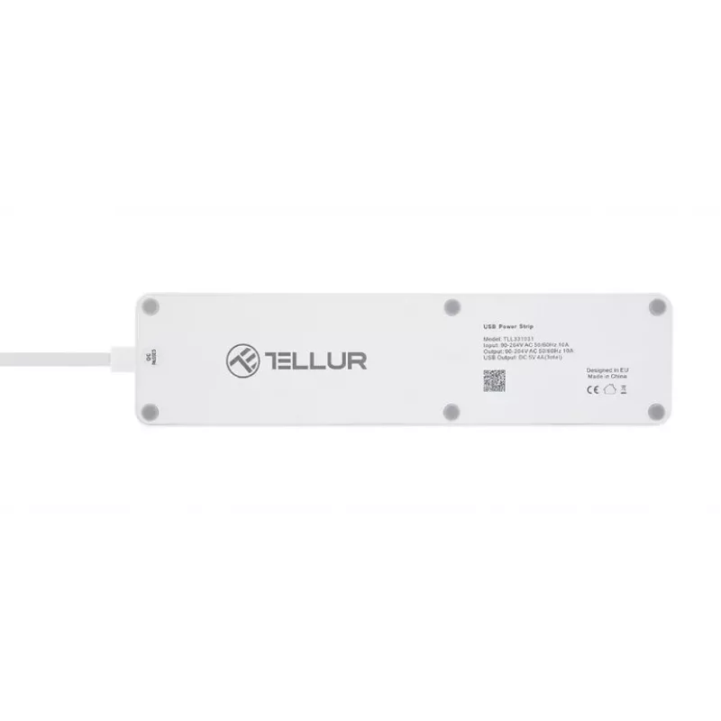 Tellur WiFi Smart-Steckdosenleiste mit 3 AC-Steckdosen und 4 USB-Ports (4A)