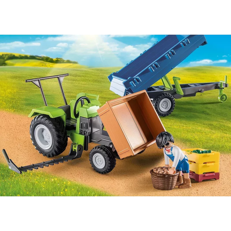 Playmobil Mähdrescher-Traktor mit Anhänger - Als-ob-Spiel & fantasievolles Spielen für Kinder von 6 bis 9 Jahren - Fat Brain Toys