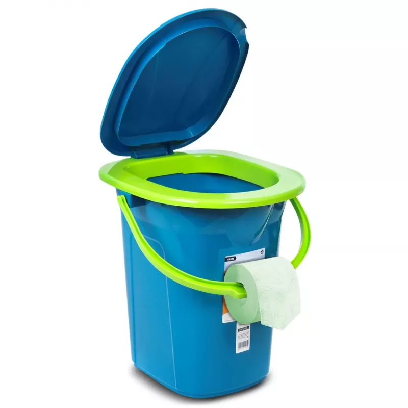 GreenBlue GB320BL Tragbare Reise-Toilette Eimer Sitz Camping Festival Griff Deckel Robust Stabil 19L