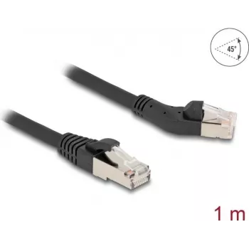 Netzwerkkabel DeLOCK RJ45 Cat.6A 45° links abgewinkelt auf gerade 1 m schwarz