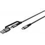 USB-C-Ladekabel WENTRONIC Goobay 2in1, 2 m, extra strapazierfähig, Space Grau/Silber