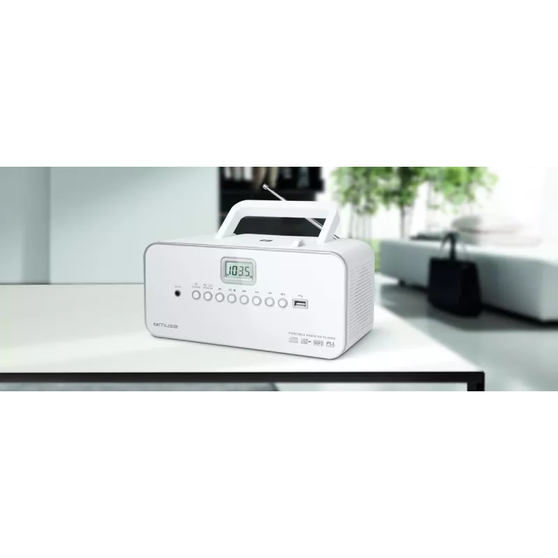 Tragbares Stereoanlage Muse M-28RDW – CD/MP3-Player, FM/MW-Tuner, 3W RMS, weiß, 1,4 kg