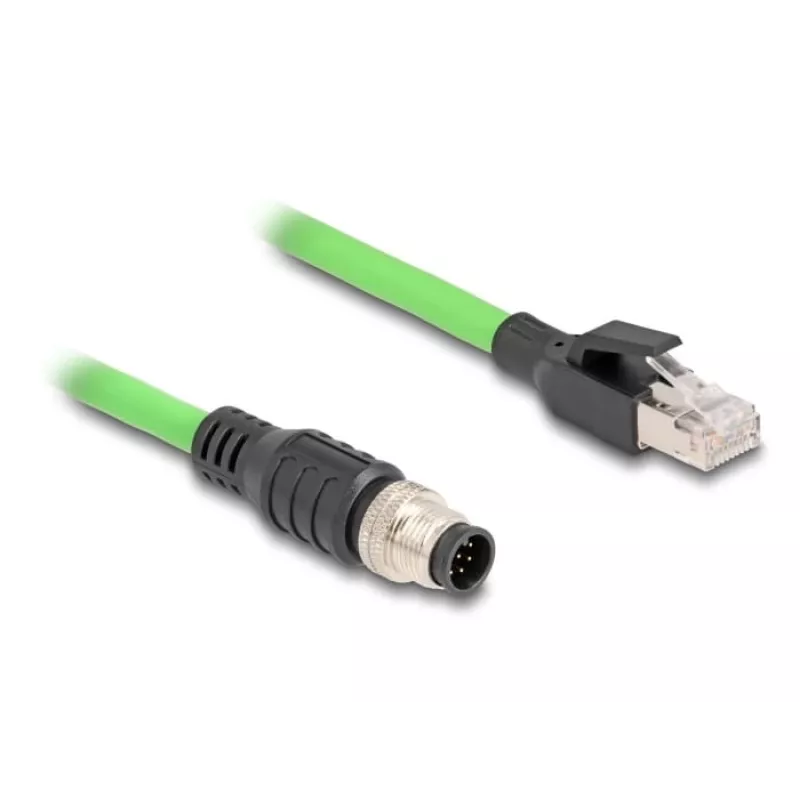 Netzwerkkabel DeLOCK M12 Kabel A-codiert 8-polig Stecker auf RJ45 Stecker PUR (TPU) 1 m