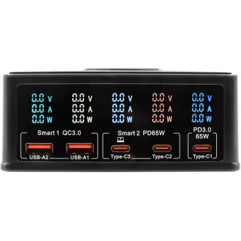 Multiport-Ladegerät Exsys EX-1106 160W, schwarz, mehrere USB-Ausgangsports
