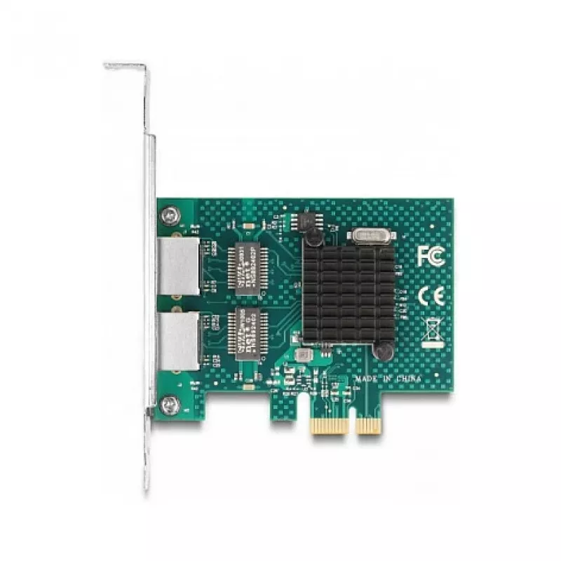 DeLOCK PCI Express x1 Karte zu 2 x RJ45 Gigabit LAN BCM Grau