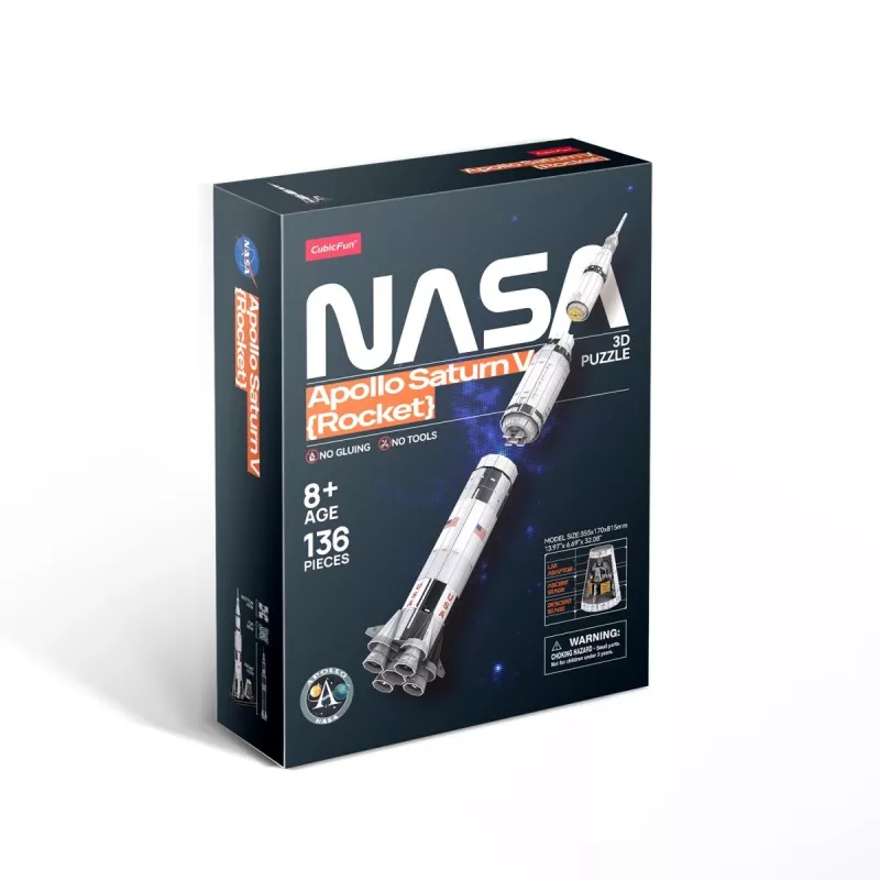 3D Puzzle cubicfun Apollo Saturn Raketenmodell — maßstabsgetreuer Zusammenbau-Lernbausatz