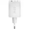 USB-C Fast Charger Nano, PD, GaN, 65 Watt (Weiß, 1x USB-A, 2x USB-C PD, Charge 3.0)
