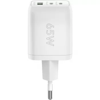 USB-C Fast Charger Nano, PD, GaN, 65 Watt (Weiß, 1x USB-A, 2x USB-C PD, Charge 3.0)