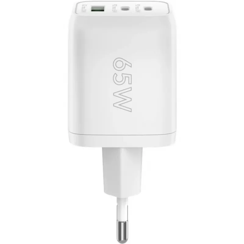USB-C Fast Charger Nano, PD, GaN, 65 Watt (Weiß, 1x USB-A, 2x USB-C PD, Charge 3.0)