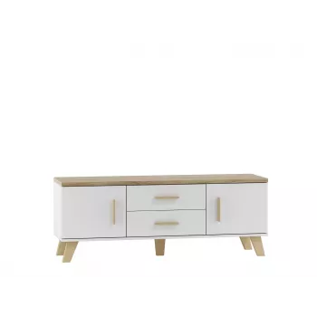 Cama RTV stand LOTTA 140cm Weiß + sonoma oak