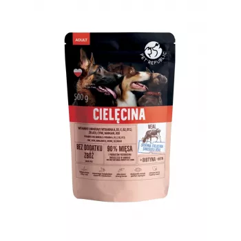 Nassfutter für Hunde PetRepublic Adult Veal 500 g — Alleinfuttermittel für ausgewachsene Hunde