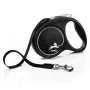 Flexi Schwarz Design M, Rollleine mit Band, 5 m, für mittelgroße Hunde (10–25 kg), max. Belastung 20 kg