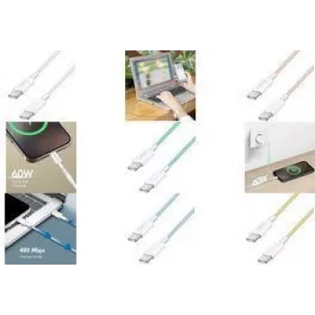 LogiLink USB 2.0 Type-C Kabel C/m> C/m Nylon 60W Blau - Kabel - Digital/Daten (CU0351)