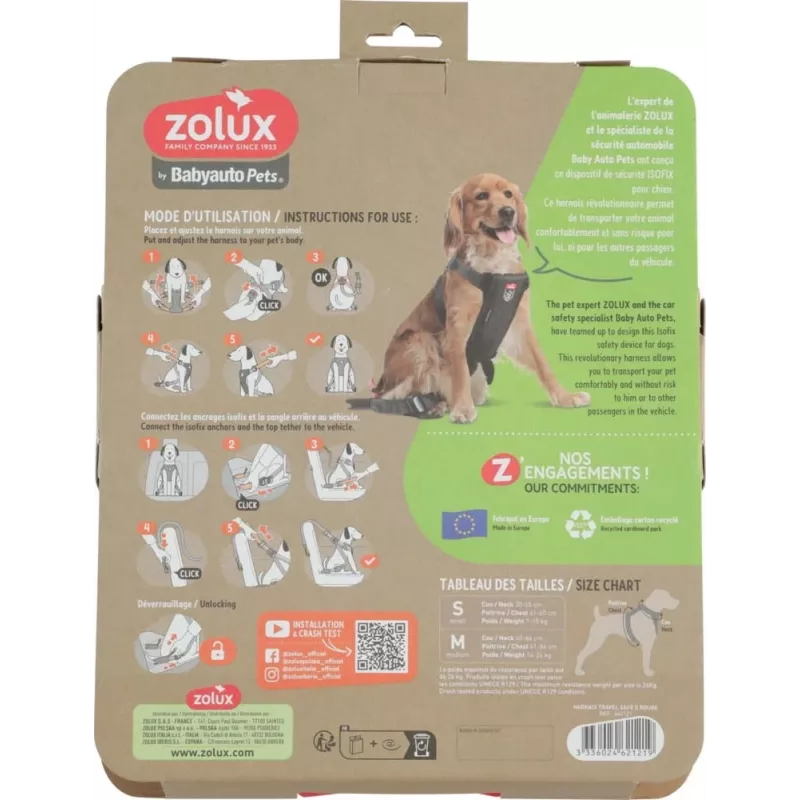 Hundegeschirr ZOLUX TRAVEL SAFE S — Größe S, schwarz