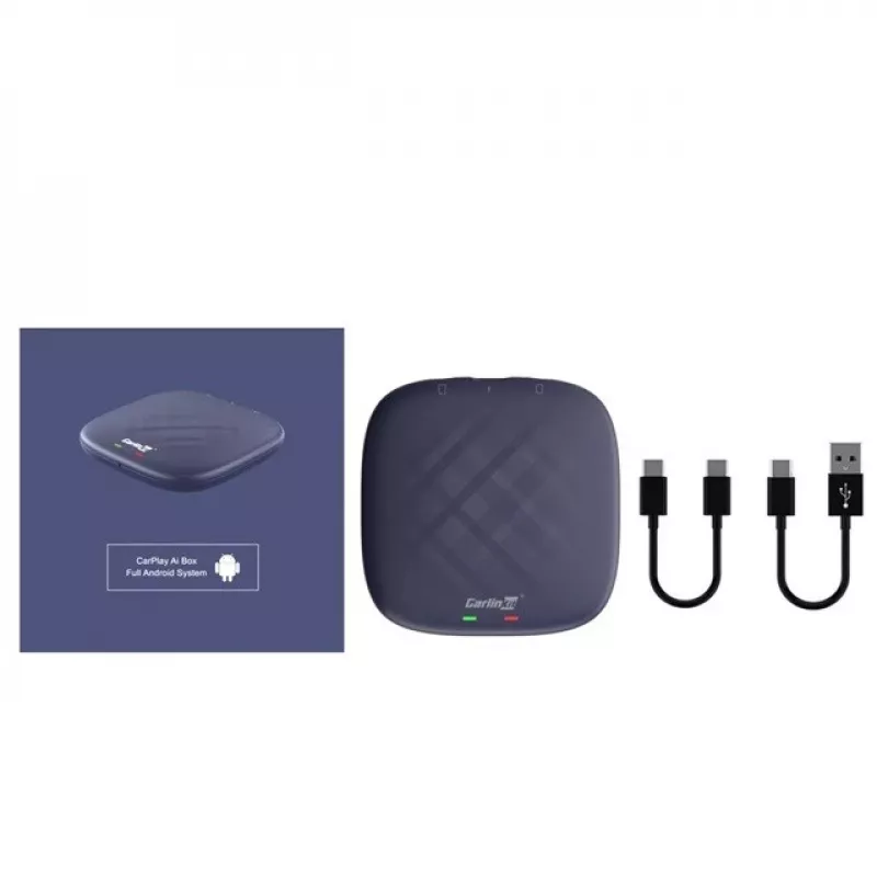 CARLINKIT Adapter Wireless AI Box mit Android 13 – 8 GB + 128 GB für Original-Autoradios mit CarPlay, blau