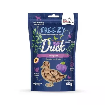 SYTA MICHA Freezy Ente mit Pflaume 40 g — hypoallergener, getreidefreier Frostgenuss für ausgewachsene Hunde