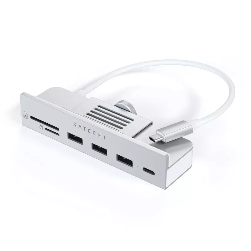 Laptop-Dock / Port-Replikator Satechi ST-UCICHS USB 3.2 Gen 1 Type-C, USB-A-Anschlüsse, SD/MicroSD, Silber