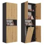 Badezimmer-Hochschrank Top e Shop NEL 1K DK ANT/ART KP – Graphit/Eiche, freistehend, 5 Einlegeböden, 600×300×1740 mm
