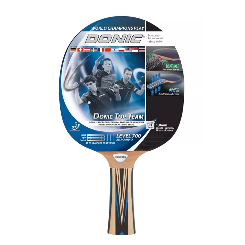 Donic Schildkröt Top Team 700 Tischtennisausrüstung Schwarz, Blau, Holz