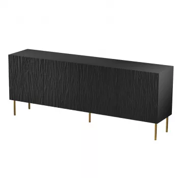 JUNGLE Kommode 190x40.5x74.5 schwarz matt + goldfarbene Beine