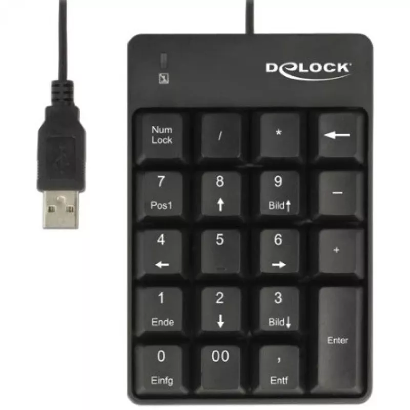 Numerischer Tastenblock DeLOCK 12481 Universal USB Schwarz