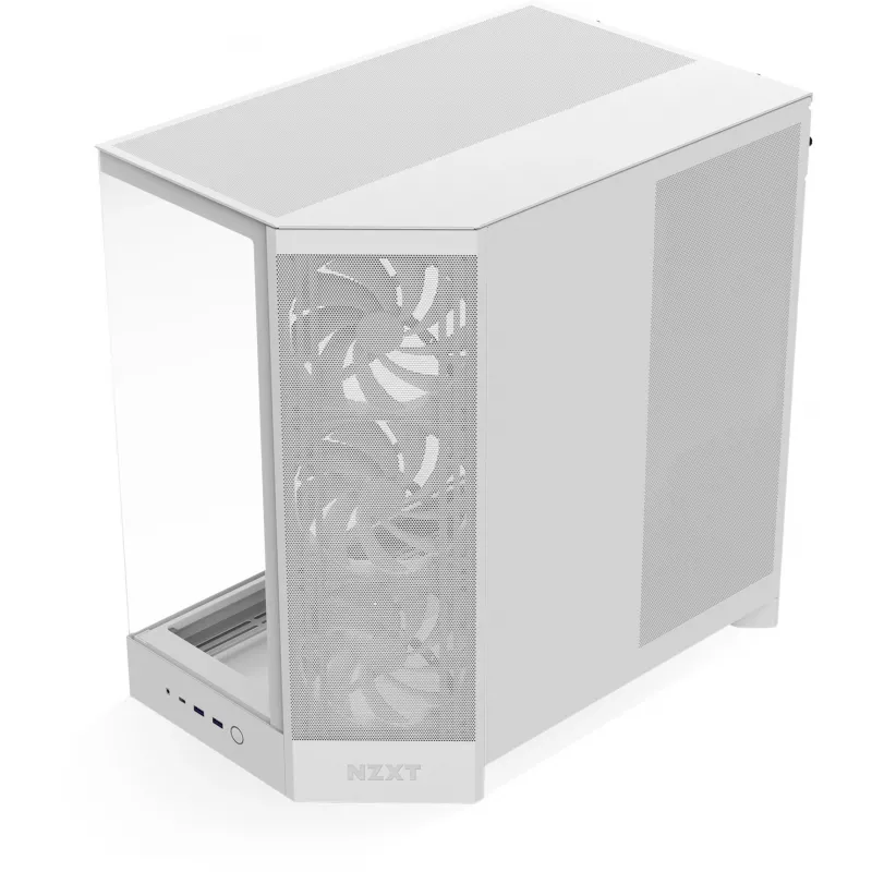 PC-Gehäuse NZXT H9 Flow Midi Tower Weiß – ATX/EATX/Micro ATX/Mini-ITX, 3x140mm vorne, 1x120mm hinten, 2x3,5 Zoll & 6x2,5 Zoll Schächte, gehärtetes Glas