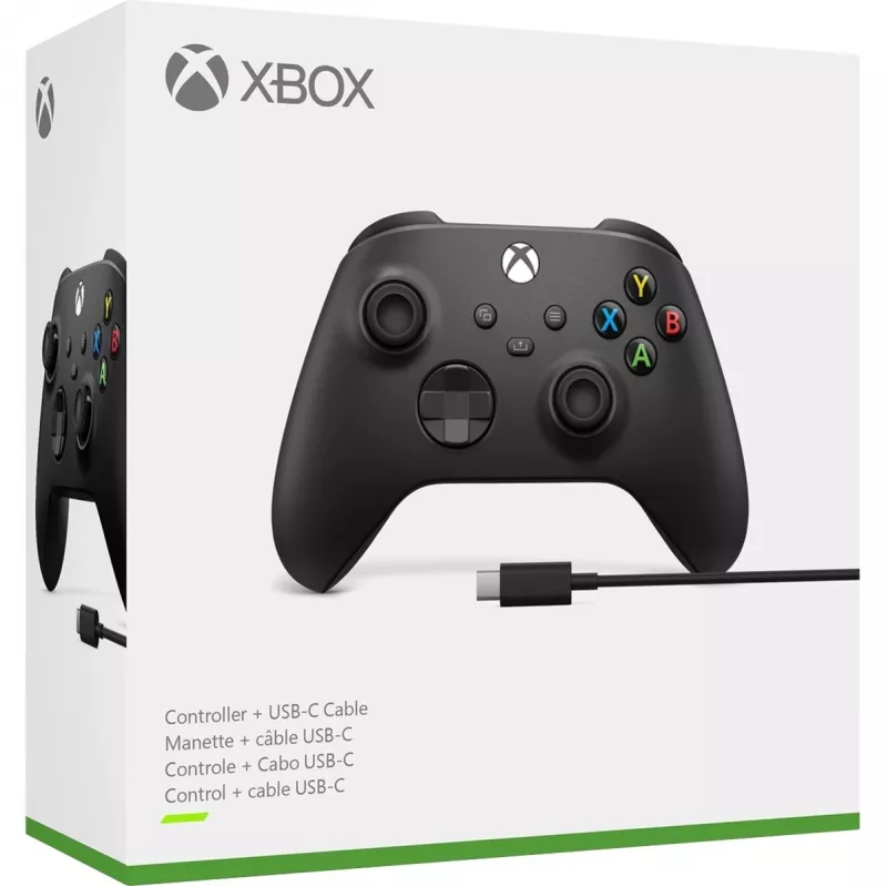 Microsoft Xbox Wireless Controller + USB-C-Kabel Schwarz Gamepad Analog / Digital PC, Xbox One, Xbox One S, Xbox One X, Xbox Series S, Xbox Series X