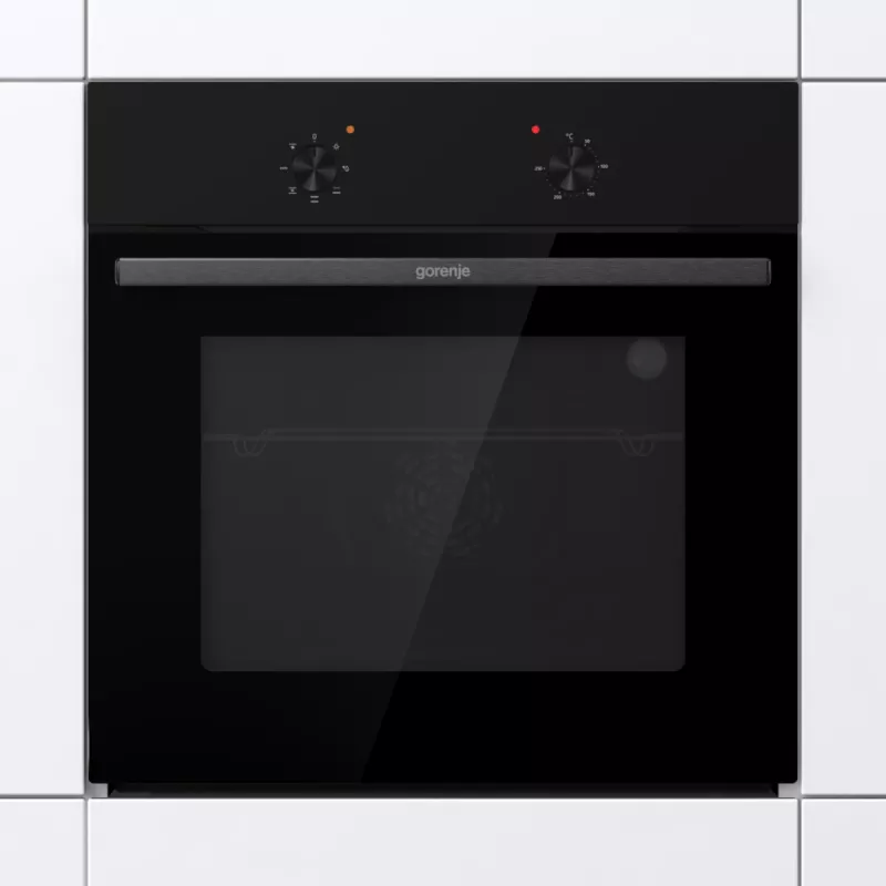 Gorenje Backofen | BO6615E01B | 60 L | Elektrisch | EnamelClean | Druck-Kipp-Tasten | Höhe 59,5 cm | Breite 59,5 cm | Schwarz