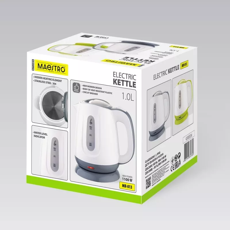 Wasserkocher MAESTRO MR013 1 L 1100 W (MR-013-GREEN) Grün, Weiß
