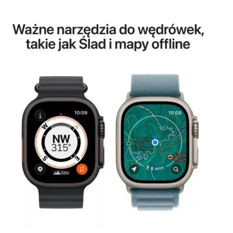 Smartwatch Apple Watch Ultra 3 GPS + Cellular 49mm Natural Titanium Gehäuse mit Blue/Bright Blue Trail Loop S/M