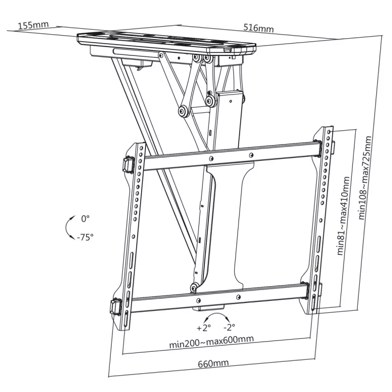 Elektrische Decken-TV-Halterung MACLEAN MC-880 für 32–70 Zoll Fernseher, max. 35 kg, VESA bis 600×400