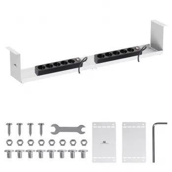 Maclean kompakter Kabelorganizer unter dem Schreibtisch, max. Belastung 5 kg, weiß, MC-107 W
