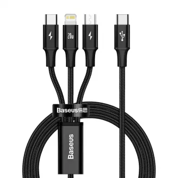Baseus Rapid 3-in-1 USB-Kabel 1,5 m USB A USB C/Micro USB A/Lightning Schwarz