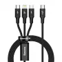 Baseus Rapid 3-in-1 USB-Kabel 1,5 m USB A USB C/Micro USB A/Lightning Schwarz