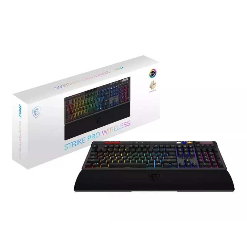 Mechanische Gaming-Tastatur MSI Strike Pro W Silent US-Layout RGB-Beleuchtung, kabelgebunden, taktile Silent-Schalter