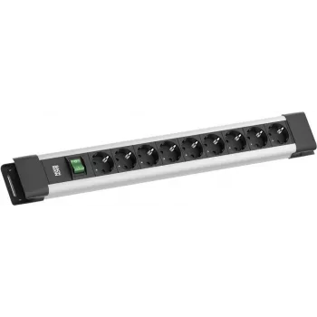 Steckdosenleiste Bachmann CONNECTUS mit 9× CEE7/3-Steckdosen, 1× Schalter, 2,0 m Kabel, CEE7/7-Stecker, grau