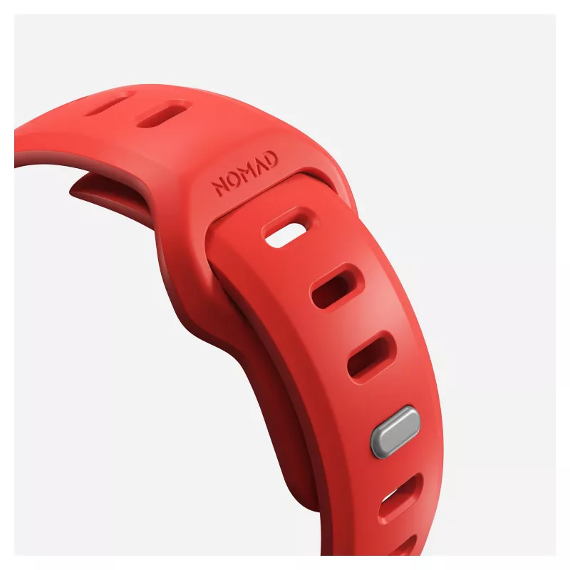 Band Nomad Tempo — Rotes Gummi, 18 mm Breite, passt an Handgelenke 135–175 mm