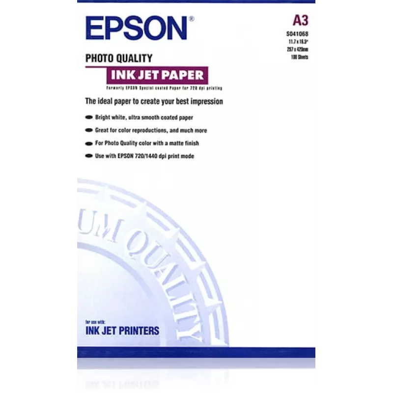 Epson Photo Quality Ink Jet Papier, DIN A3, 102 g/m², 100 Blatt