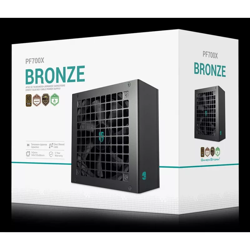 Netzteil DeepCool PF700X 700W ATX, 80 PLUS Bronze, 700 W, 1x 120 mm Lüfter, 24-polig, 2x 4+4 CPU, 4x 6+2 PCIe, 6x SATA